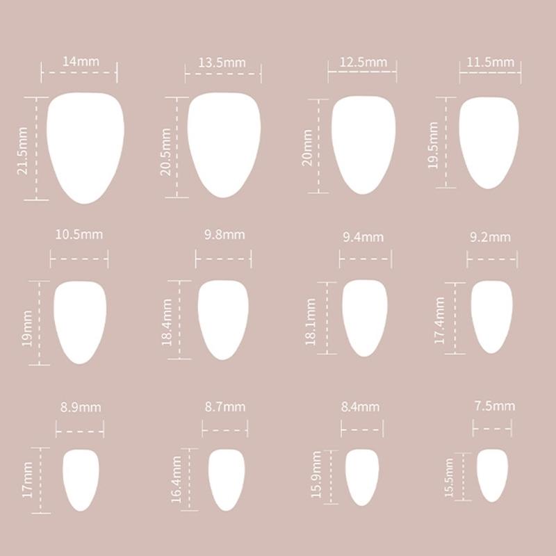 Almond Press On Nail Glossy Fake Nail Stick On Nail In 12 Sizes,24 Pcs French Nail Tips for DIY Nail Art Decorations