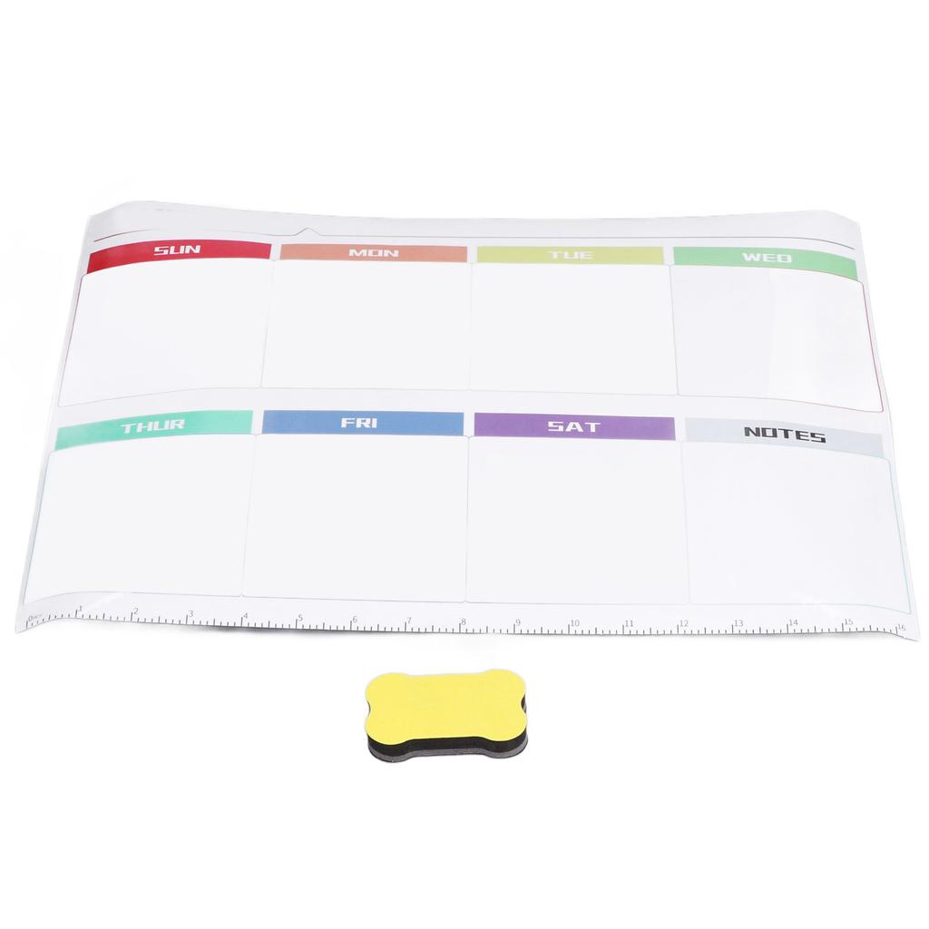 Weekly Calendar Self Adhesive Reusable Weekly Dry Erase Board Paste with Eraser for Home Wall Fridge