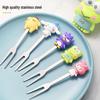 Stainless Steel Children's Fruit Forks - Cute Style Dessert & Cake Forks with Storage Jar for Baby Household Use
