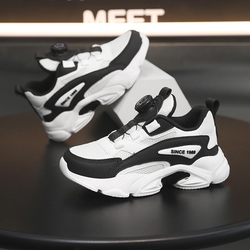 Boys' Casual Sports Shoes - Black Mesh Breathable, Stylish Comfortable Running Sneakers