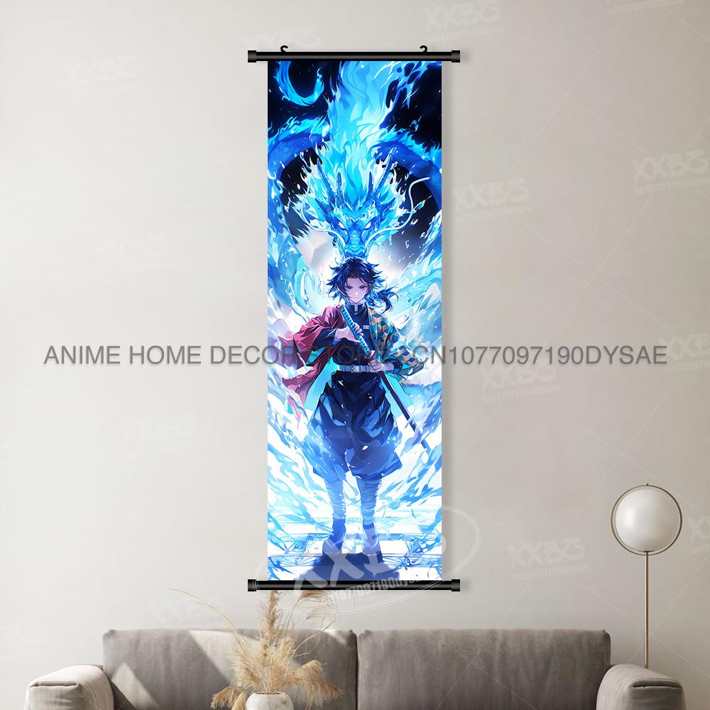 Anime demonenmoordenaar: Kimetsu No Yaiba Woondecoratie Muurkunst Hangend Schilderen Canvasprint Posters Kamado Tanjirou Poster (as the picture,30x90cm(12x36inch))