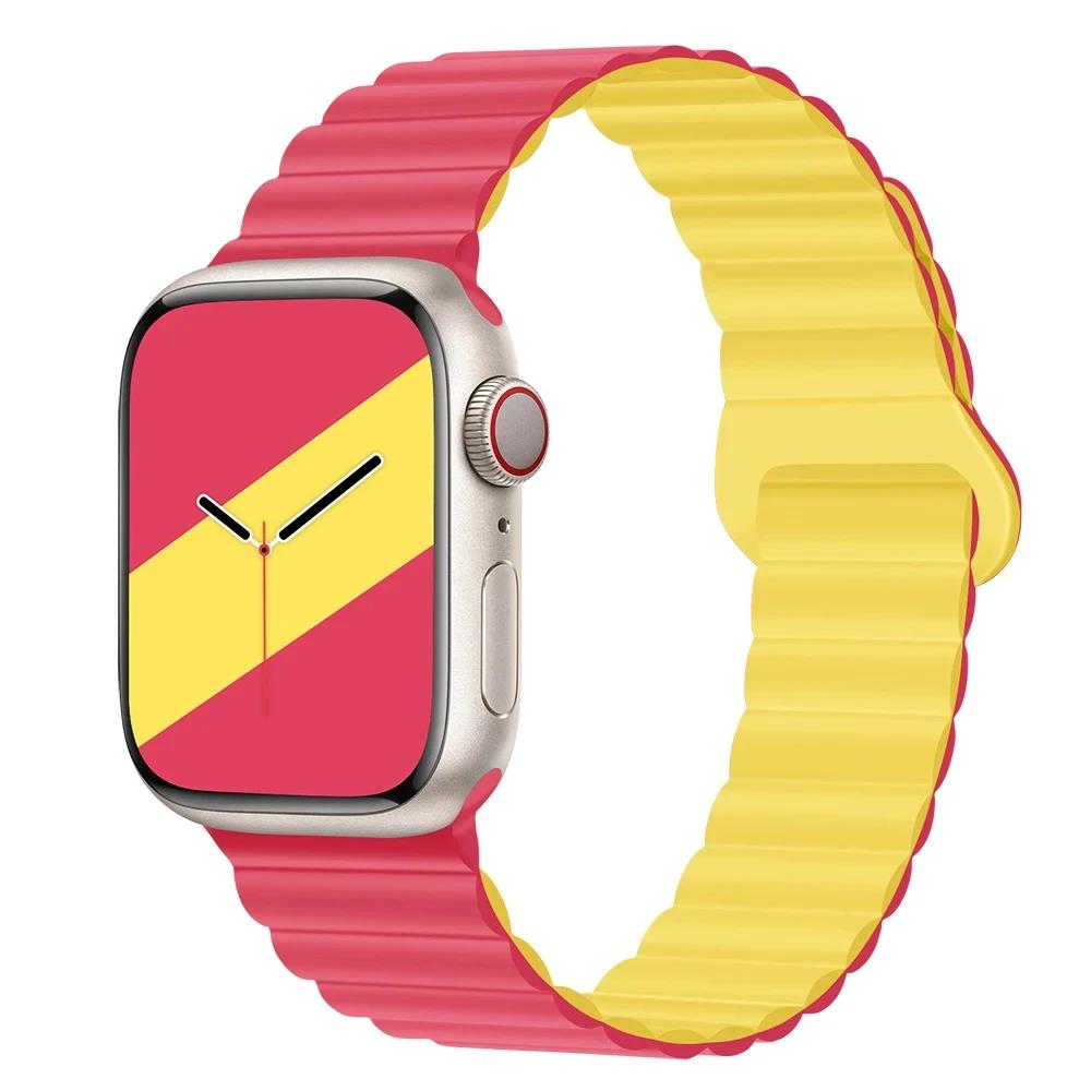 Magnetyczny Pasek Silikonowy Sportowy Bransoletki Do Apple Watch 41mm 42mm 44mm 45mm 46mm 49mm iWatch Seria 11 10 9 8 7 6 5 4se