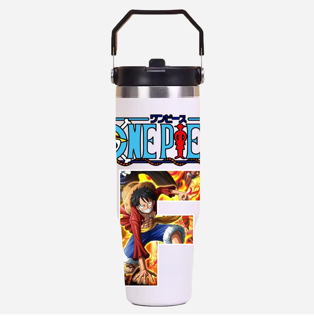 30oz Anime A-Z English Letter Printed Simple Solid Color Stainless Steel Thermos Water Cup Thermal Insulation Cold Ice Cup