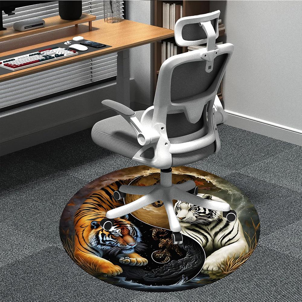 

1pc Tiger Yin Yang Chair Carpet for Office Non-Slip, Machine Washable Rug for Office - Holiday DecorMachine Made yy251029078 80cm by 80cm
