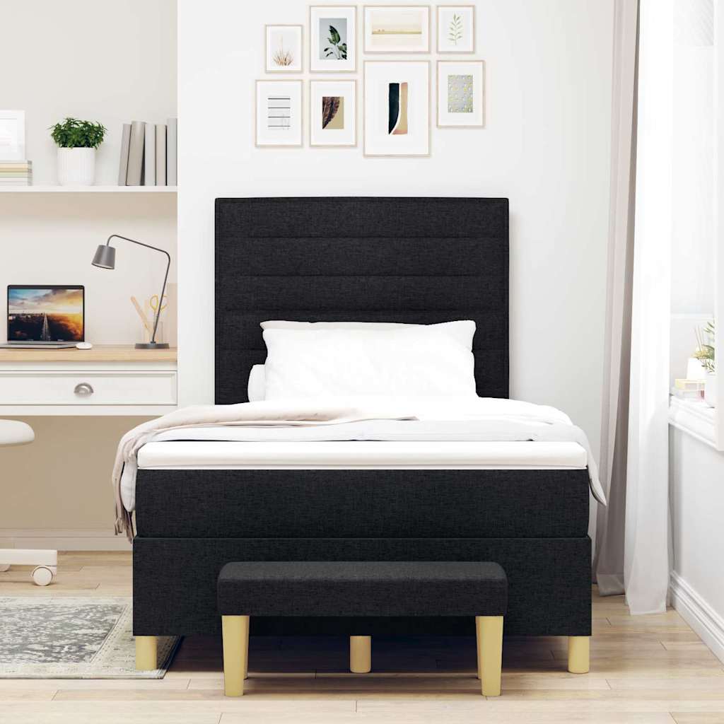 Box Spring Bed with Headboard Black 200 x 120 cm Fabric