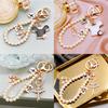 Elegant Pearl And Crystal Butterfly Bow Keychain Cute Zinc Alloy Car Accessory Gift