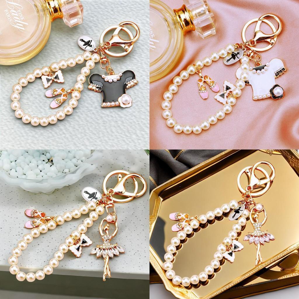 Elegant Pearl And Crystal Butterfly Bow Keychain Cute Zinc Alloy Car Accessory Gift