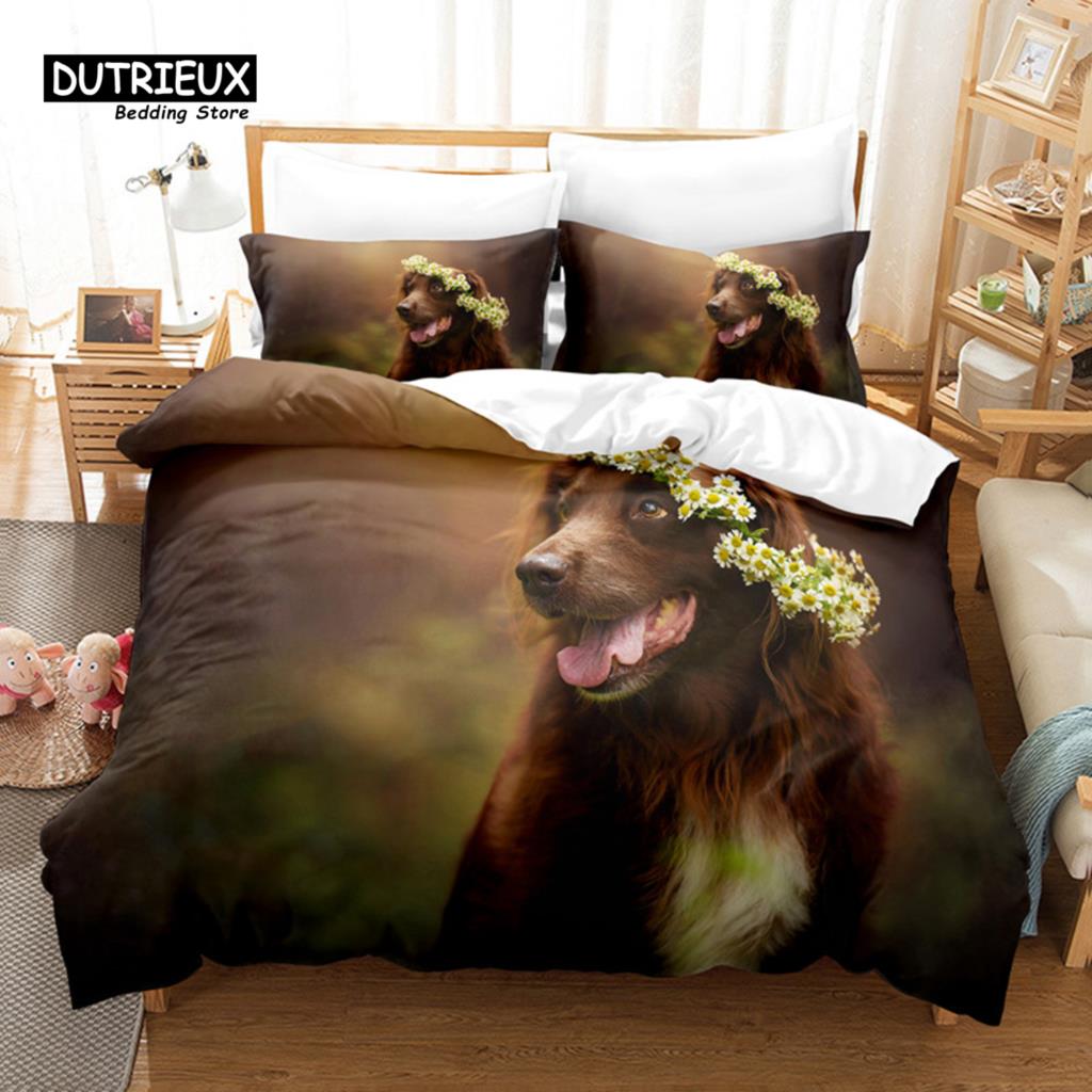 

Комплект пододеяльника Золотистый ретривер, Модный постельный комплект, Мягкий удобный дышащий пододеяльник, Для декора спальни, гостевой комнаты EU single(135x200cm)