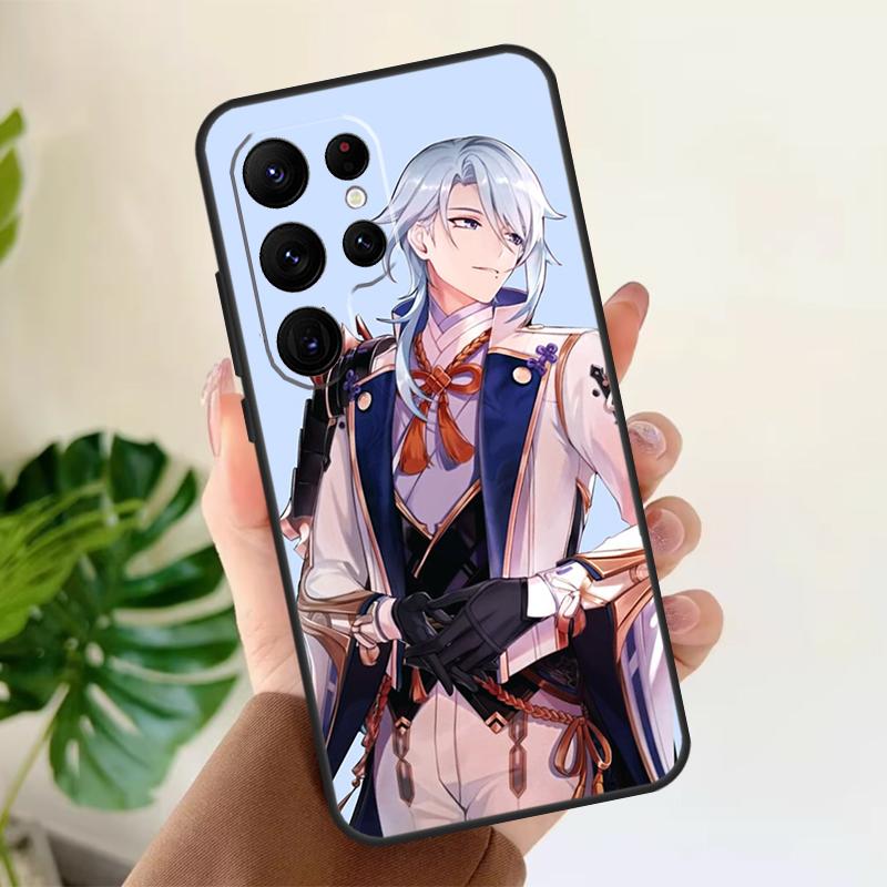 Genshin Impact Kamisato Ayato Soft Case For Samsung Galaxy S21 S22 S23 S24 S25 Ultra S9 S10 Plus S20 FE S24 FE Phone Cover