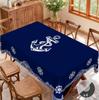 1 kus Letní ubrus na stůl, kulatý a obdélníkový, s námořním motivem, k dispozici v různých velikostech, design s potiskem modrých vlnovek, Jaro, Kuchyňský stůl