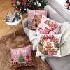 Christmas Gingerbread Man Pink Cushion Cover Letter Print Holiday Decoration Living Room Sofa Cushion Cover Cushion Cover