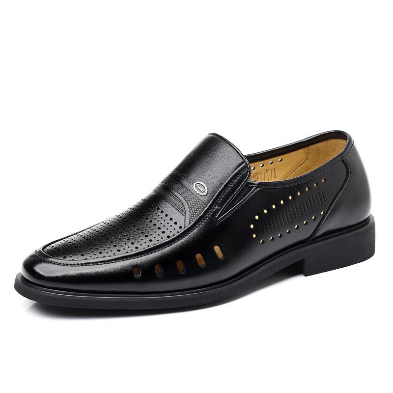 Leather shoes men's large size foot cover men's formal shoes breathable casual middle-aged one-pedal father shoes 2025