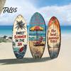 1/3Pcs Surfboard Plaque Decoration, Solid Wood Vintage Coastal Wall Sign, Retro Seaside Style Wall Art Ornament for Indoor Outdoor Use