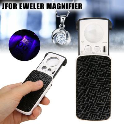 Pocket Magnifying Magnifier Jeweler Eye Glass Loupe Loop LED Lights 30X 60X 90X