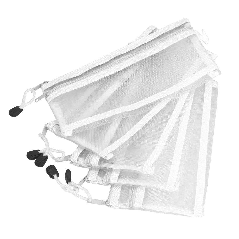 10pcs Blue/Pink/Black/White/Grey Mesh Zipper Pouch Double Layer File Pouch for A6 Paper  Home