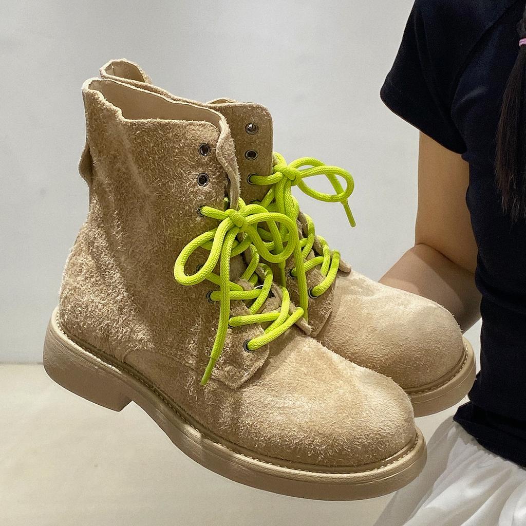 The First Layer of Cowhide Martin Boots Women's Versatile European and American Style Summer New Color Short Boots Women's Boots Double Strap Locomoti