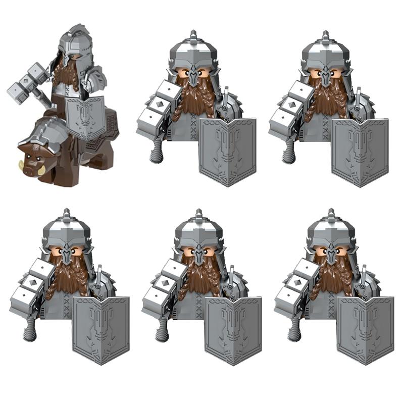 MOC Středověké Vojenské Stavební Kostky Elfský Bojovník Ork Rohan Gondor Rytíř Sada Postav Zvířecí Armáda Zbraň Luk Kuše Hračka