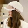 Coldproof Lamb Fleece Peaked Cap Thickened Plush Octagonal Cap Personality Winter Painter Hat  Girl
