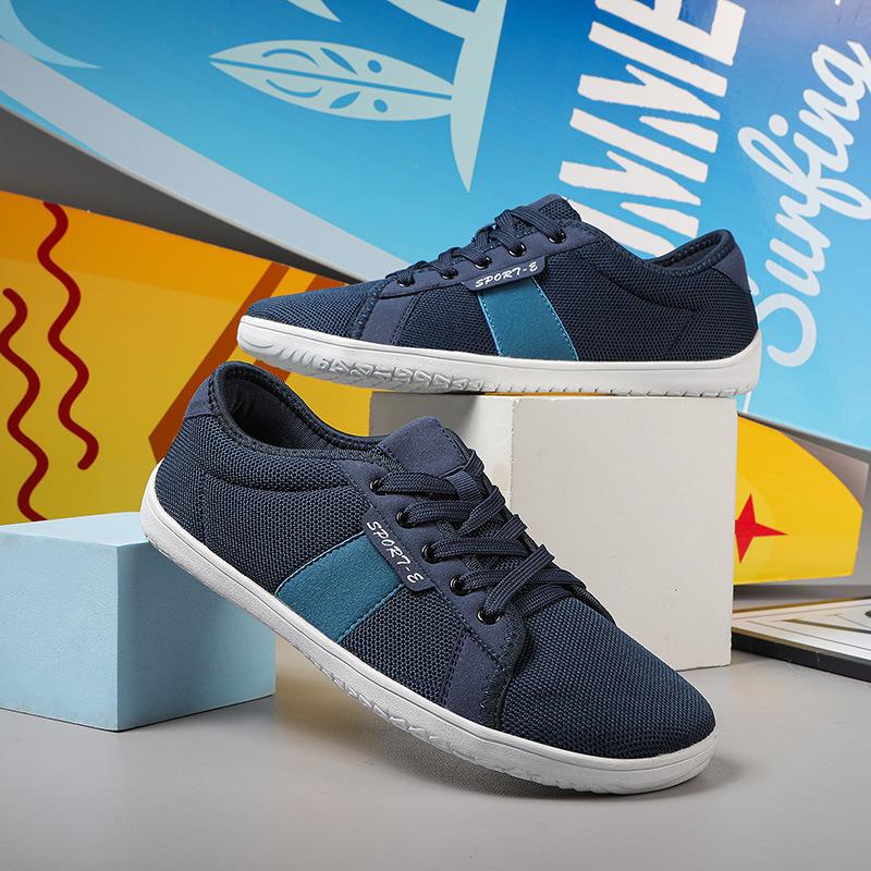 

Новые повседневные туфли на плоской подошве с широким носком для босой ноги большого размера с широкой колодкой для пар, спортивная обувь для улицы, дышащая, с противоскользящей подошвой, для велоспорта 47 синий