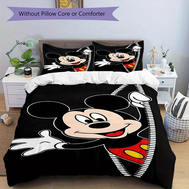 3pcs Mickey Mouse Printed Bedding Set, Breathable And Soft, Machine Washable, Christmas Gift, Suitable for Bedroom Decoration, 110