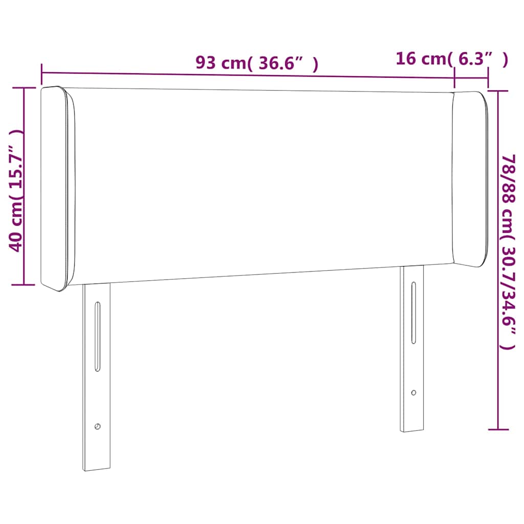 vidaXL LED Kopfteil Taupe 93x16x78/88 cm Stoff