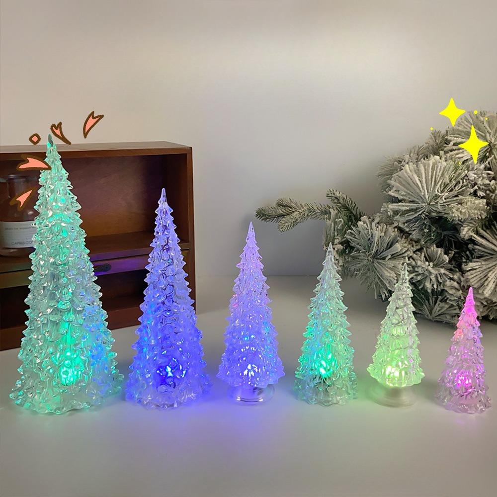 New Christmas Acrylic Xmas Tree Color Changing Led Night Light Lamp Home Decoration Christmas Tree Ornaments Navidad Wedding