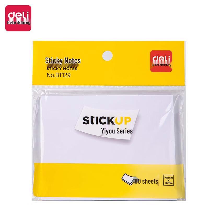 Deli 76x101mm Sticky Notes, 80 Sheets