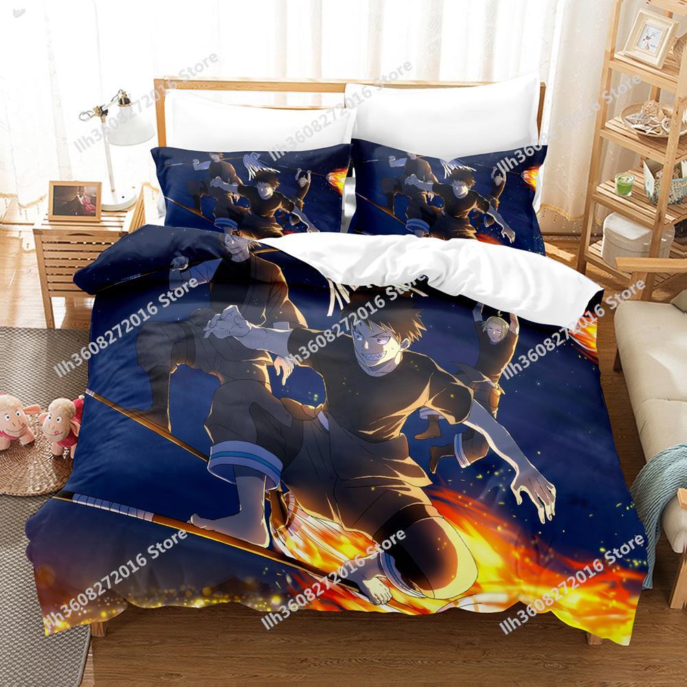 Fire Force Bedding Set Single Twin Full Queen King Size Bed Set Adult Kid Bedroom Three-Piece Suits 3D Print Anime Bed Shee