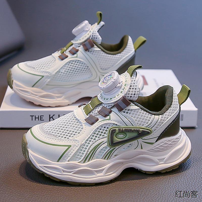 Children's platform button sneakers spring and autumn 2025 new dad shoes boys and girls soft-soled casual sneakers trend