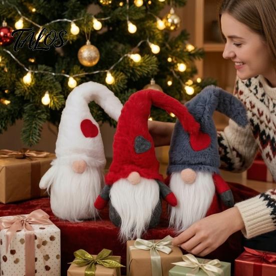 Holiday Gift Ornaments Christmas Faceless Doll Ornament, Plush Gnome Decoration for Home, Xmas Polyester Hanging Decor Figurine with Heart Cap,