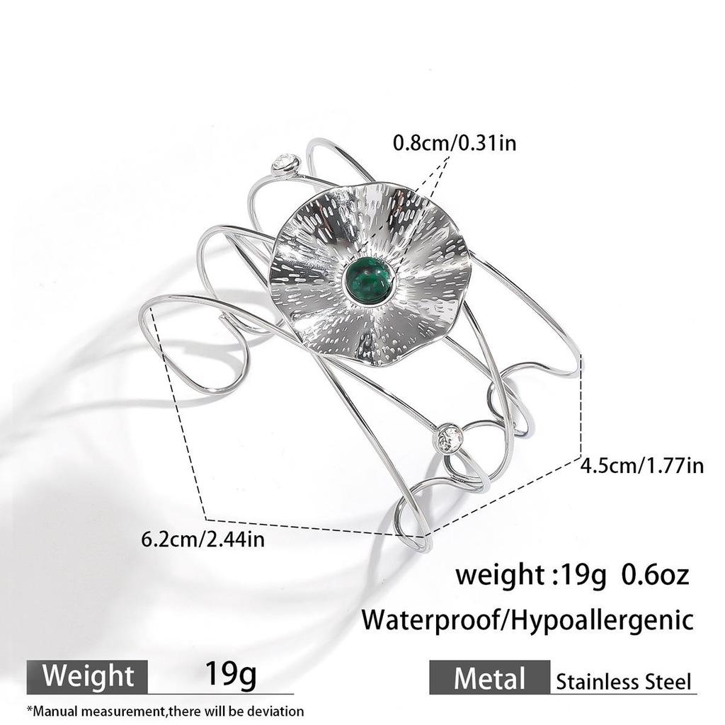 European & American Ocean Style Stainless Steel Bracelet with Starfish, Seashell, Coral Flowers, and Natural Stone Bangle Hand Jewelry.