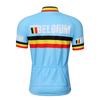 2026 Belgio Ciclismo da Corsa Maglia Uomo Manica Corta Set Completo Bicicletta Mtb Abbigliamento Triathlon Retro Skinsuit Estivo Pantaloncini con Bretelle Blu