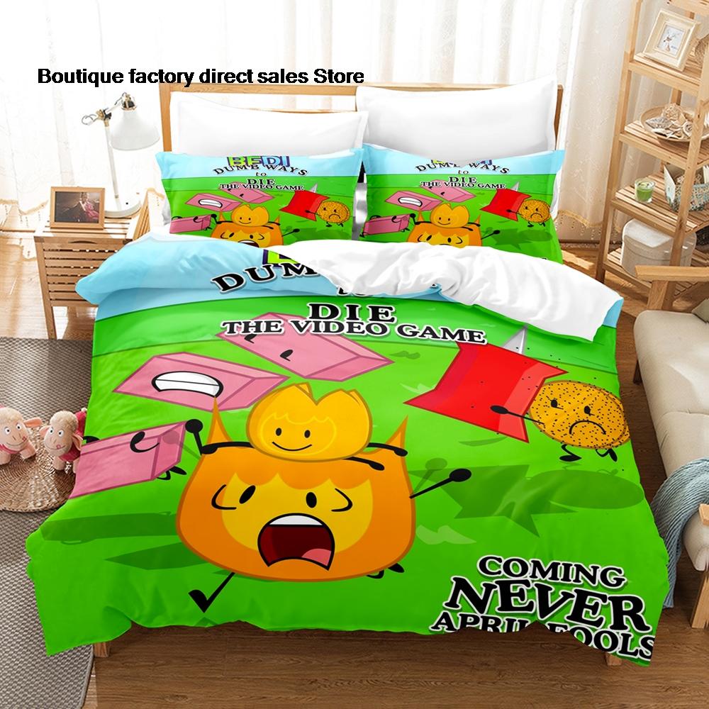 3 Stück Battle for Dream Island Druck Bettbezug Alle Größen für Fans Schlafzimmer BFDI W.O.A.H. Bündel Bettwäsche-Set