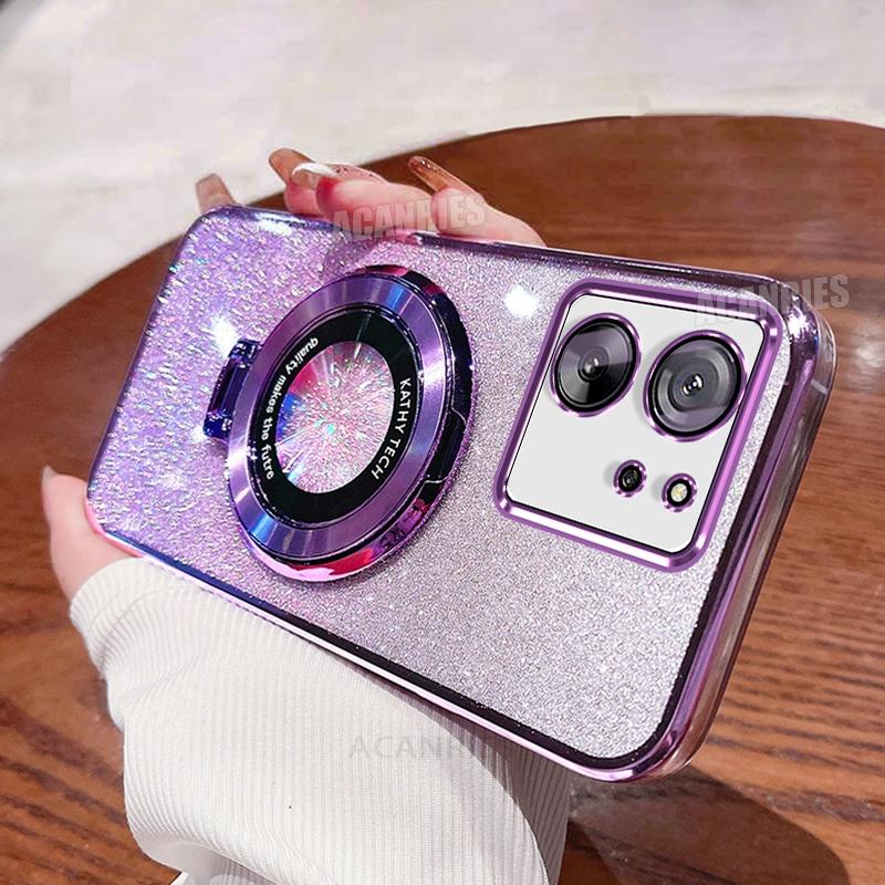 Xiaomi13t Luxury Glitter Plating Holder Silicone Case For Xiaomi Mi 13t Pro Mi13 T Shockproof Protect Stand Cover Mi13t Mi13tpro