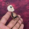 Howlite Pendant Copper Wire Wrapped Jewelry Titanium Bead Eyes & Skull Bone Face Pendant
