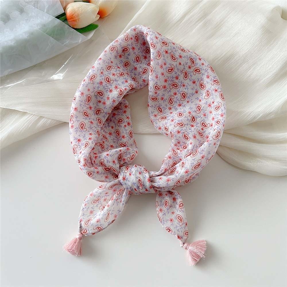 Cotton-Linen Square Scarf 60x60cm Floral Kerchief Neck Wrap Hair Bandana  Travelers Style 15