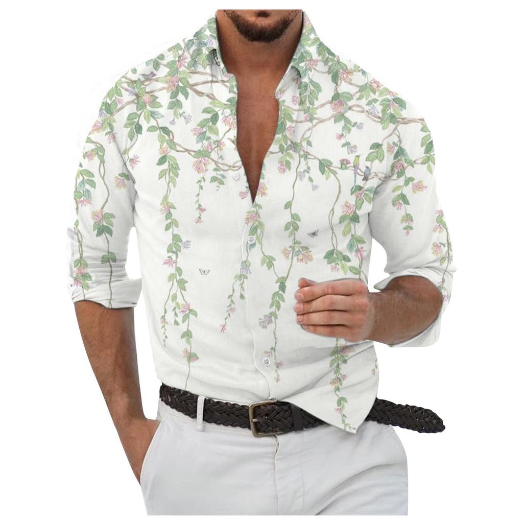 Men's Button Up Shirt Music Notes Collar 3D Print Daily Vacation Long Sleeve Print Clothing Apparel Hawaiian Casual Beach