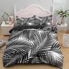 Tropical Botanical Leaves King Queen Duvet Cover Green Palm Leaves Polyester Bedding Set for Kids Teens Adults with Pillowcase
