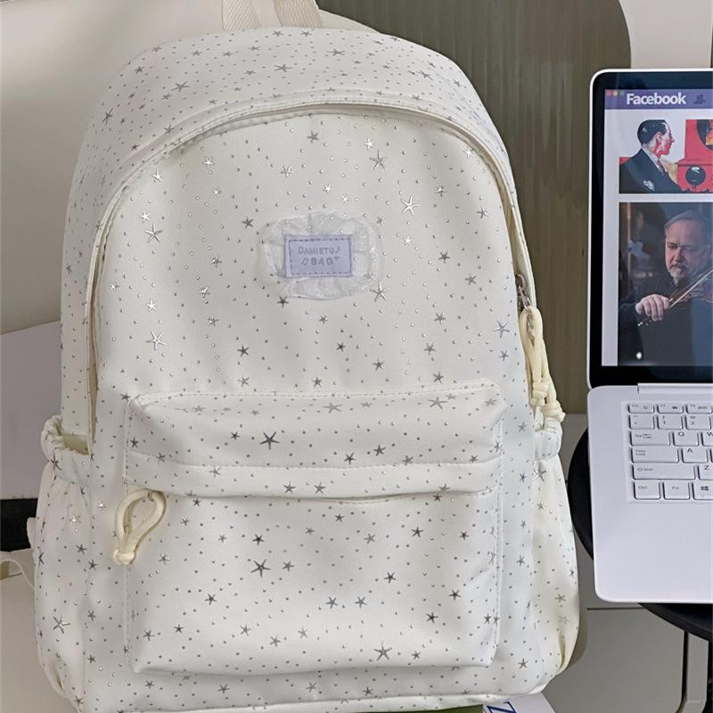 Schoolbag New School Bag Women's Large Capacity Backpack Junior High School High School Students Full of Stars Fashion Lightweight Casual Backpack