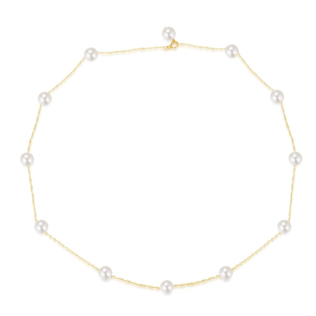 PEARL Made in Japan Natural Pearl Necklace for Genuine Akoya Casual and Everyday Wear Pearl Station [KOKO JEWELRY] Women, Pearls, (G.11 Type)