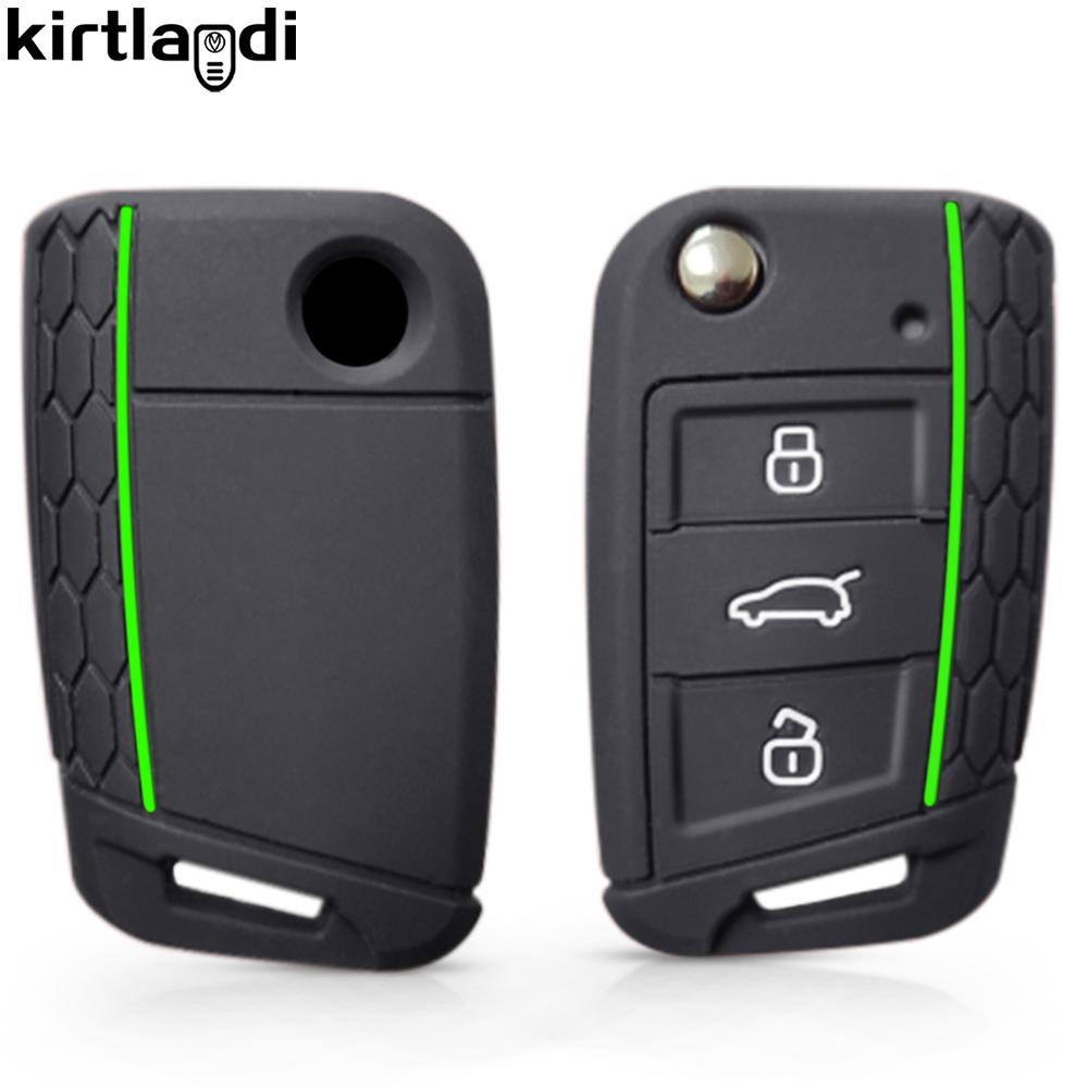 Silicone Key Cover Holder for Skoda Octavia A7 Rapid Kodiaq Fabia Seat Ibiza Leon Ateca for VW POLO Golf 7 Tiguan T-Roc T6 Case