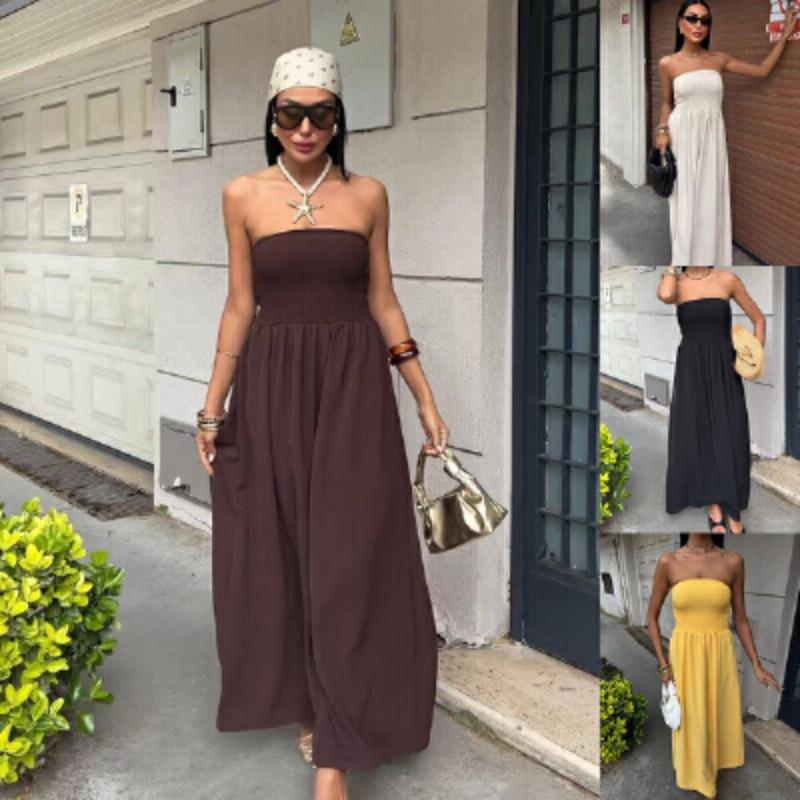 Neu, Sommer Mode einfarbiges One-Shoulder-Schlauchkleid Taille langes Kleid Damen