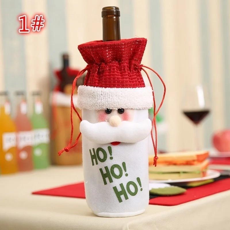 

Мультяшный Санта-Лось Снеговик Бутылка Вина Чехол Сумка Рождественский Ужин Рождественский Стол Декор Милый Рождественский Подарок 1