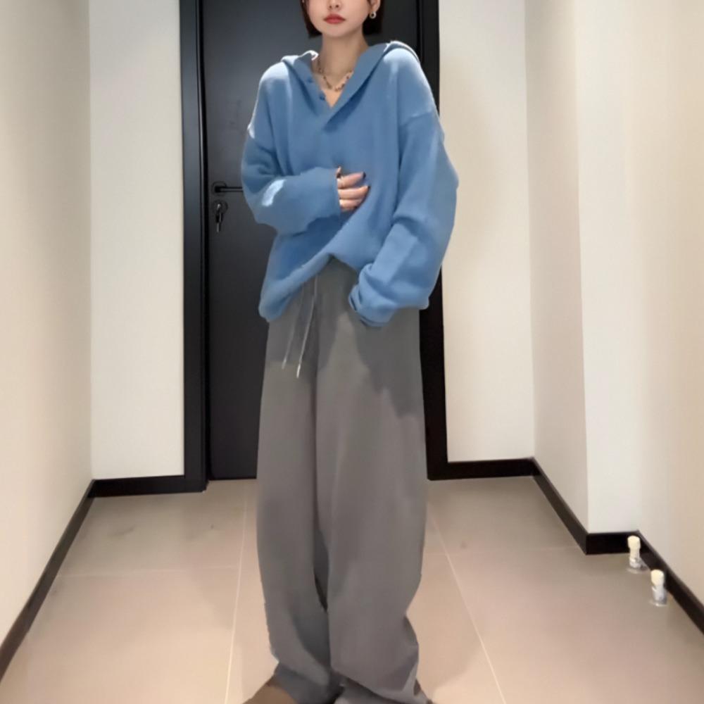 Women's Korean Style Thickened Hooded Sweater - Versatile, Slimming, Loose Knitwear for 2025 Autumn/Winter.