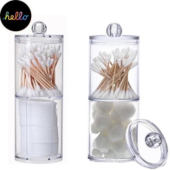 Multifunctional Round Receive Box Makeup Cotton Swab Storage Box Transparent Container Household Products Bathroom Desktop Combined