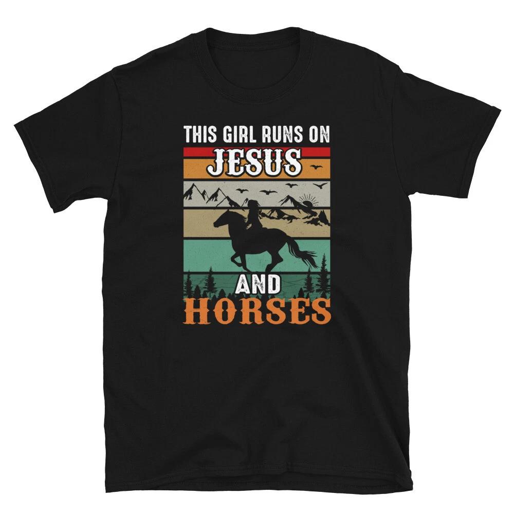 Jesus And Horses Horse Horseback Equestrian T-Shirt M