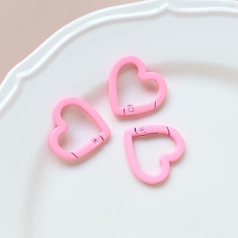Macaron Color Heart Ring Keychain Clasp for DIY Jewelry, Bracelets, and Phone Chains