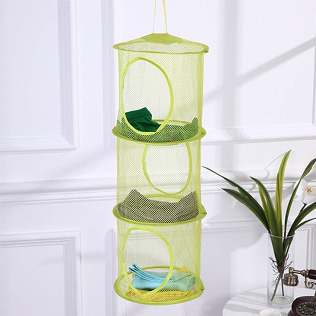Clothes Storage Cage 3 Tiers Foldable Breathable Underwear Bra Door Organizer with Compartments Home Organization Tool