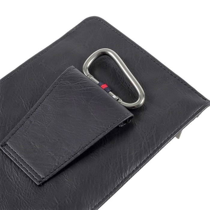 Étui À Ceinture Vertical - VERNEE - THOR E - Noir - Cuir Synthétique - Poche Zippée
