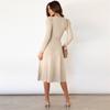Knitted Dress Big Swing Dress Base Sweater Dress Slimming High Waist Bubble Long Sleeve Mid-Length